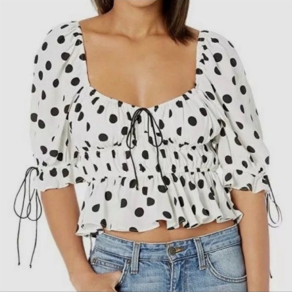 For love and lemons white & black polka dot blouse